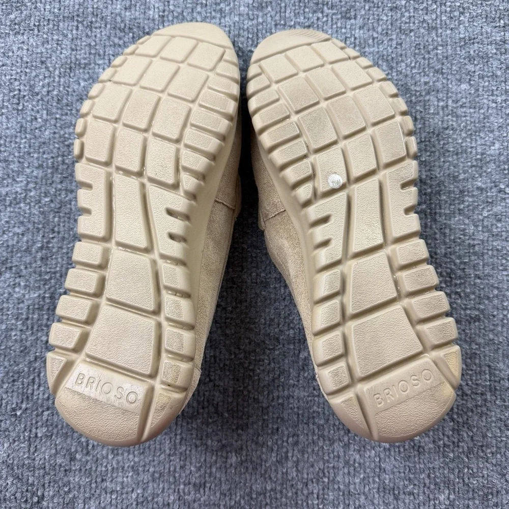 Briooso Suede Loafers Size 7.5M Beige Comfort Flats Leather‎ Slip On
